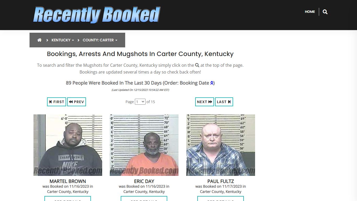Recent bookings, Arrests, Mugshots in Carter County, Kentucky